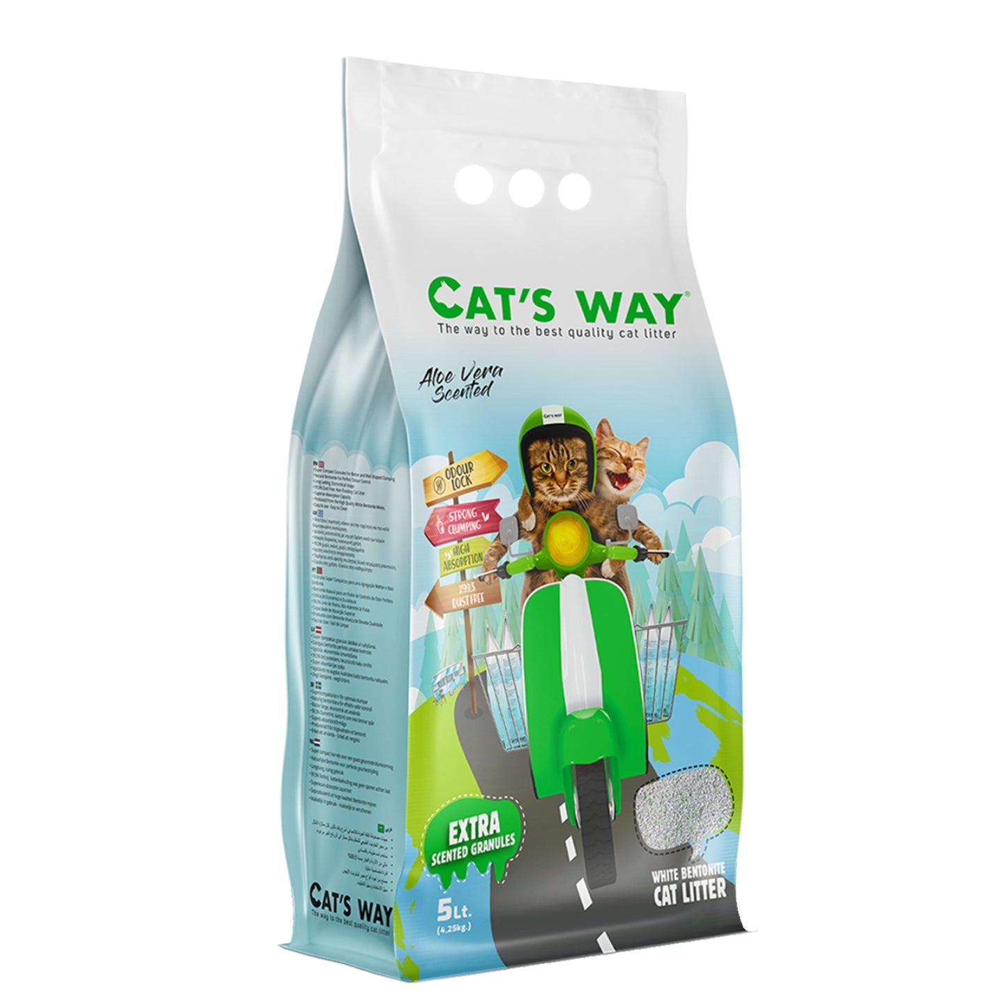 Litière pour chat Cat’s Way bentonite blanche 18 L– Parfum bébé, Aloe Vera & Savon de Marseille