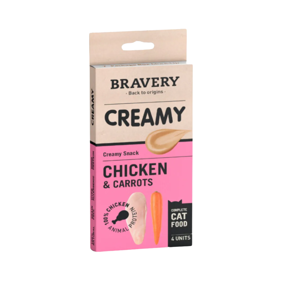 Bravery Cream – Natural Gourmet Snack for Cats (4 x 14g Sachets) | Grain Free, 100% Natural & Hypoallergenic