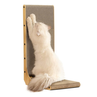 Griffoir en L pour Chat – Carton Mural avec Jouet