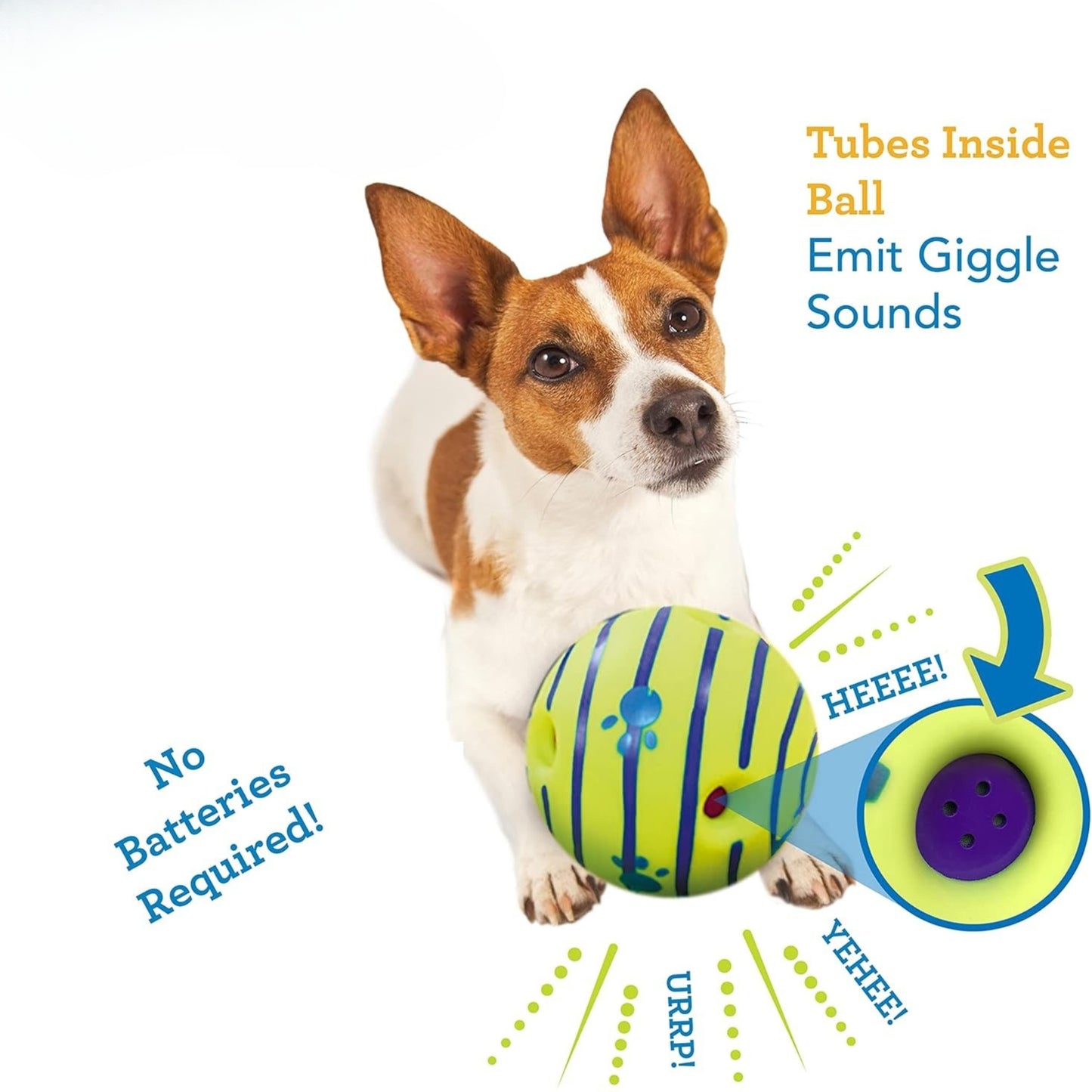 Balle Interactif pour Chien – Bruits Amusants Sans Piles, S’Active en Roulant ou en Secouant