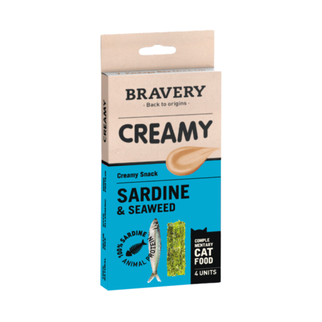 Bravery Cream – Natural Gourmet Snack for Cats (4 x 14g Sachets) | Grain Free, 100% Natural & Hypoallergenic