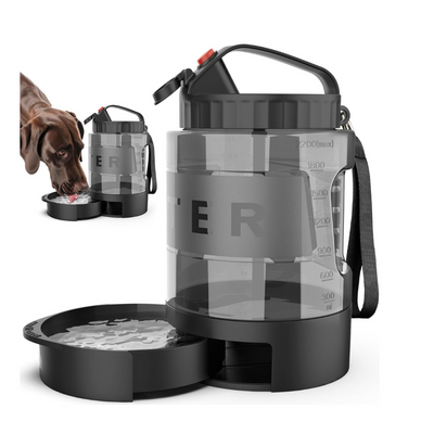 Grande Bouteille d’Eau pour Chien 2,2 L – Distributeur Portable avec Gamelle Intégrée