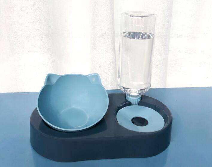 Mangeoire Automatique pour Chat et Chien - Gamelle Inclinée avec Distributeur d'Eau