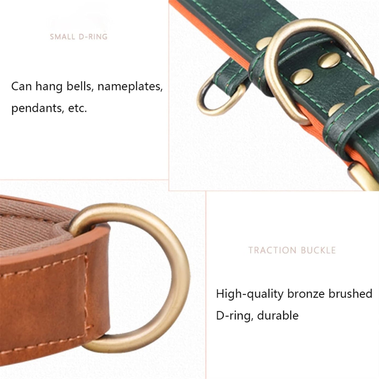 Collier pour Chien en Cuir – Réglable, Rembourré et Résistant avec Anneau en D