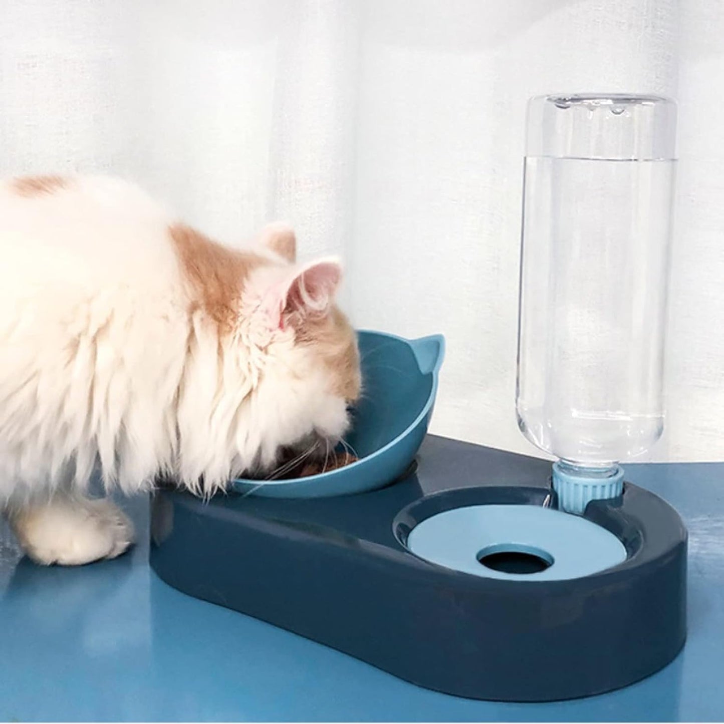 Mangeoire Automatique pour Chat et Chien - Gamelle Inclinée avec Distributeur d'Eau
