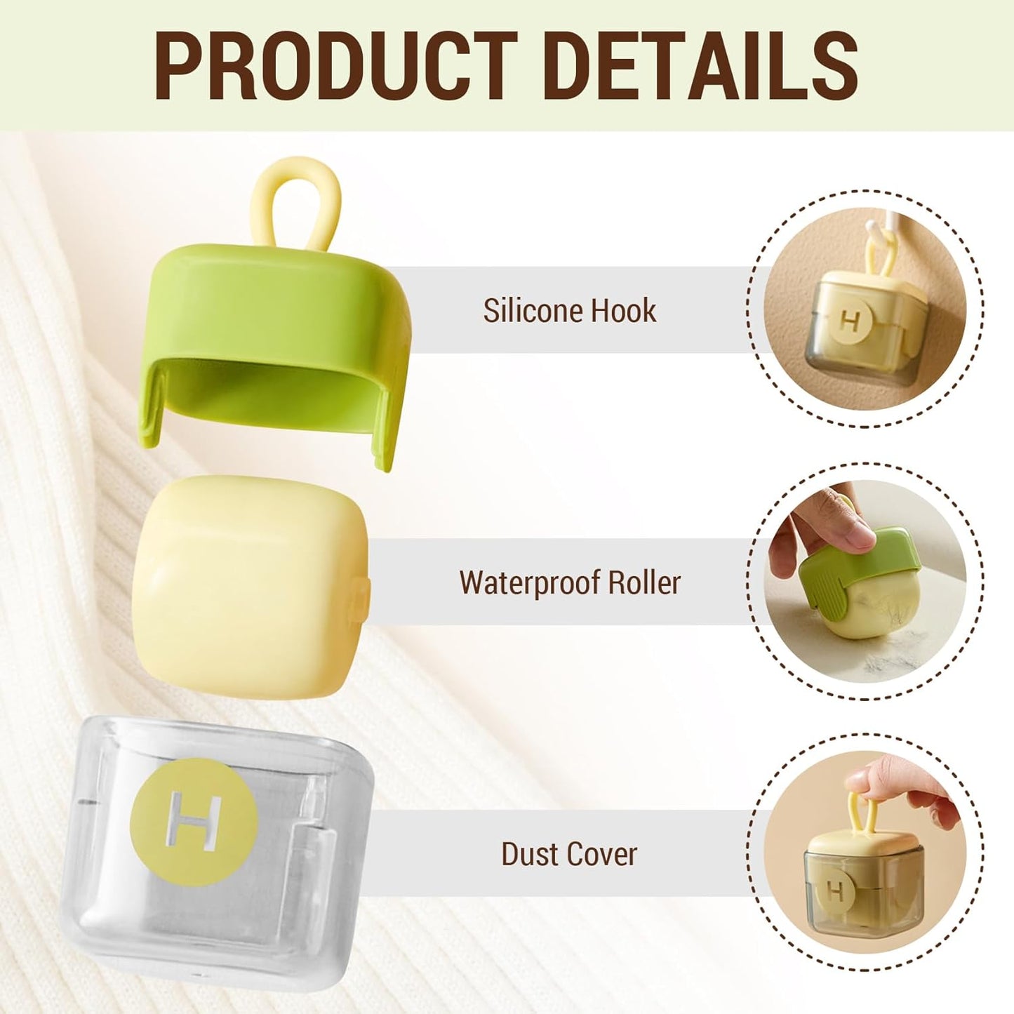 Rouleau Anti-Peluches Lavable – Ramasse-Poils Réutilisable pour Vêtements & Meubles