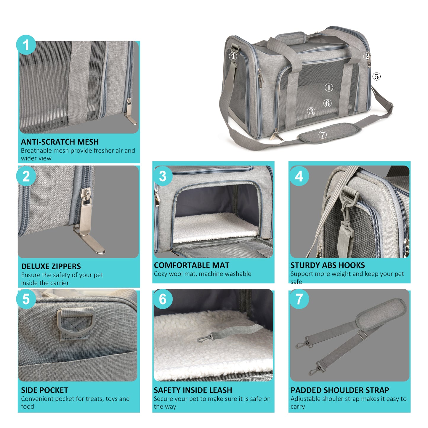 Sac de Transport pour Chats et Petits Chiens - Sûr, Confortable, Durable et Léger