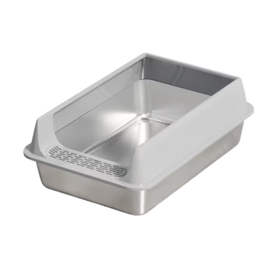 Grande Bac à Litière en Inox – Parois Hautes, Durable et Facile à Nettoyer