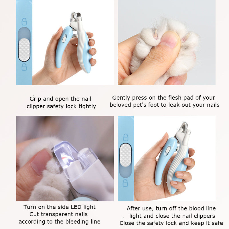 Coupe-ongles professionnel pour animaux de compagnie avec lumière LED