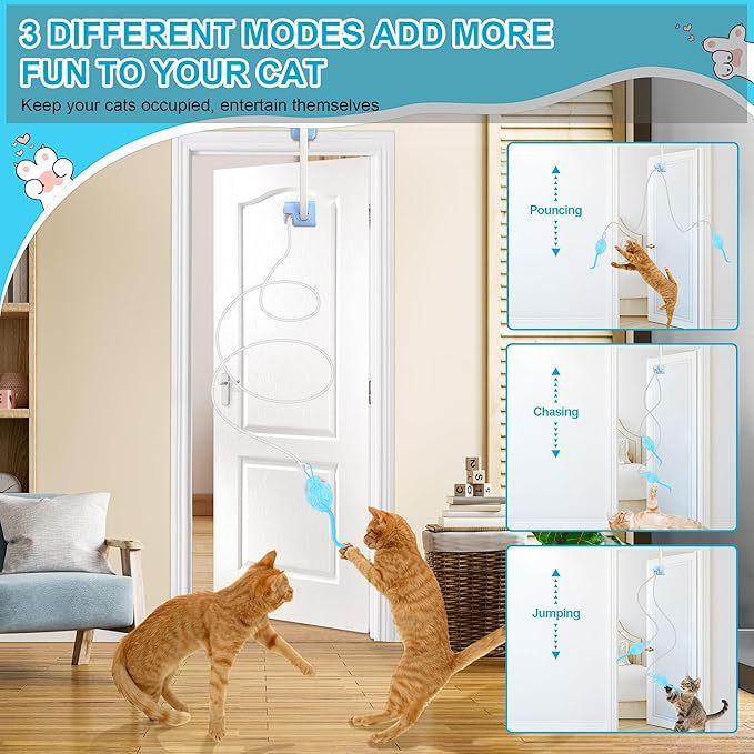 USB Rechargeable Hanging Cat Toy with Retractable Mouse
