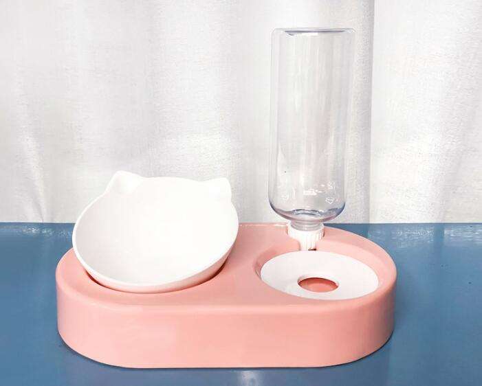 Mangeoire Automatique pour Chat et Chien - Gamelle Inclinée avec Distributeur d'Eau