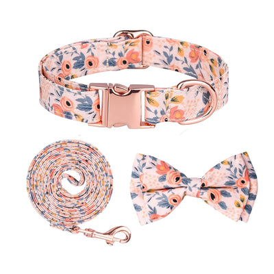 Floral Dog Collar, Leash & Bow Tie Set