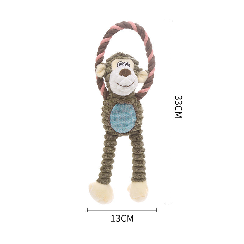 Jouets pour chiens à mâcher couineurs - Éléphant, Tigre, Singe