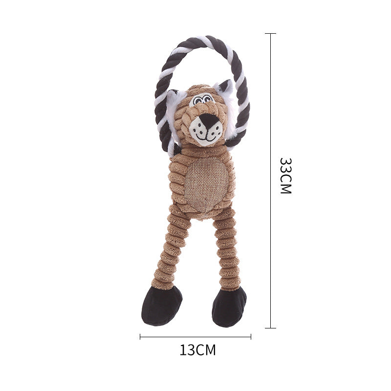 Jouets pour chiens à mâcher couineurs - Éléphant, Tigre, Singe