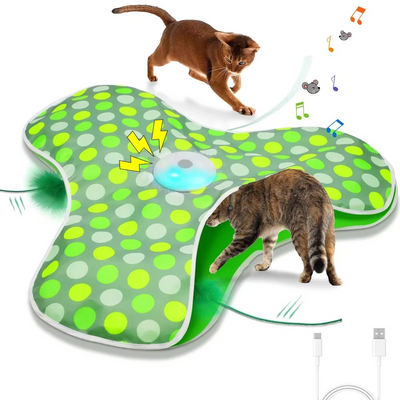 Jouet Interactif Rechargeable pour Chat avec Plume et Son de Souris