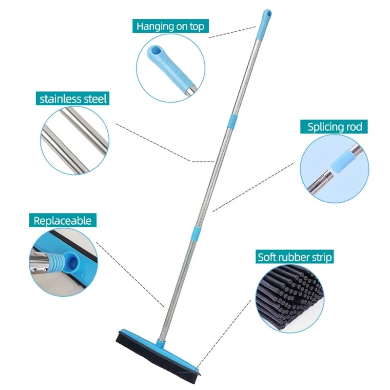Balai électrostatique en silicone avec manche extensible