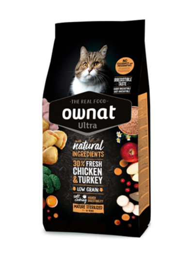 Ownat Ultra Mature Sterilized Cat – Croquettes naturelles pour chats stérilisés de plus de 7 ans