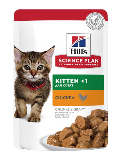 Sachets repas pour chaton Hill’s Science Plan – Poulet et Poisson en sauce (Pack de 12 × 85 g)