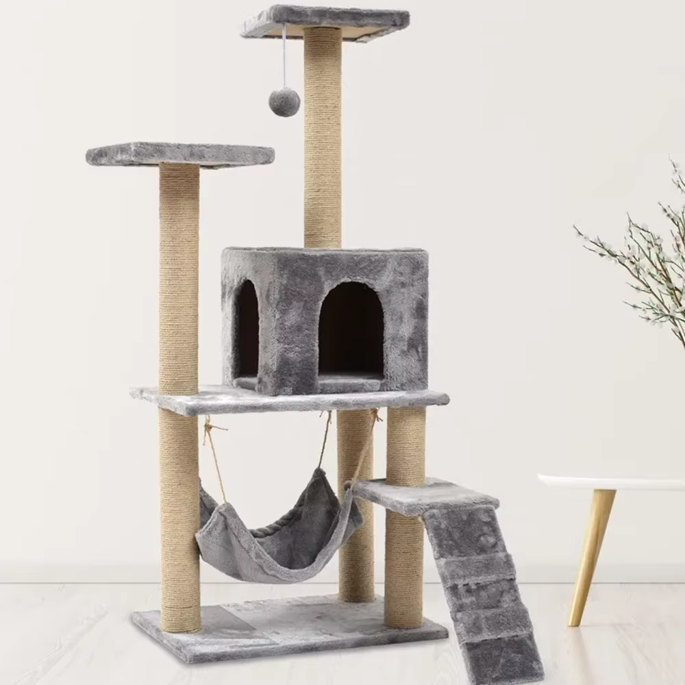 Arbre à chat tour – Griffoir à plusieurs niveaux avec hamac