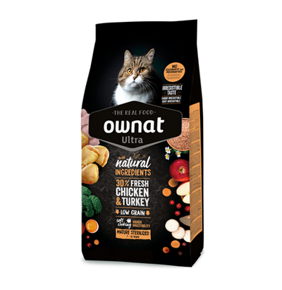 Ownat Ultra Mature Sterilized Cat – Natural Kibble for Sterilized Cats Over 7 Years Old