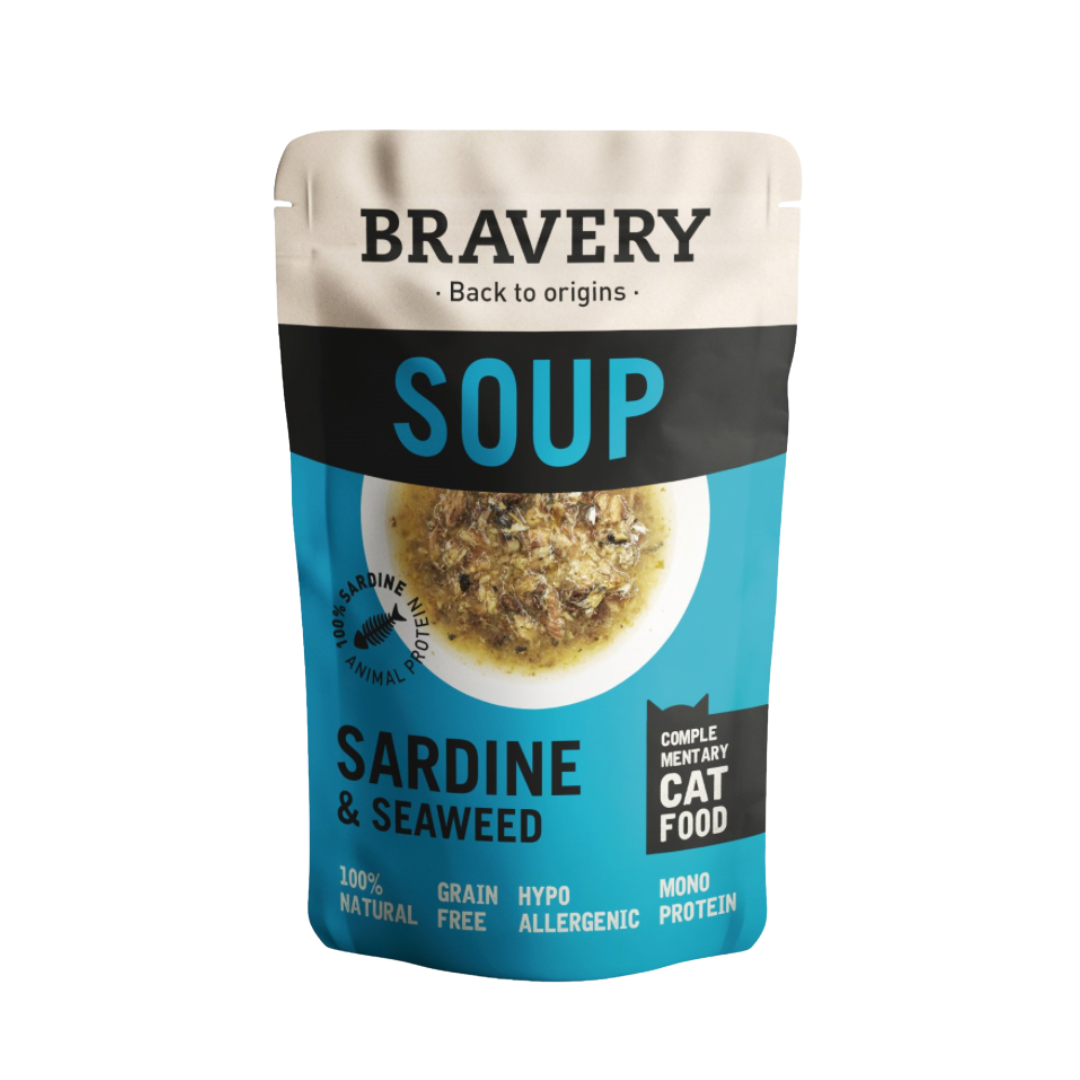 Soupe Bravery – Friandise gourmande naturelle pour chats (sachets de 40 g) | Sans céréales, 100 % naturelle et hypoallergénique