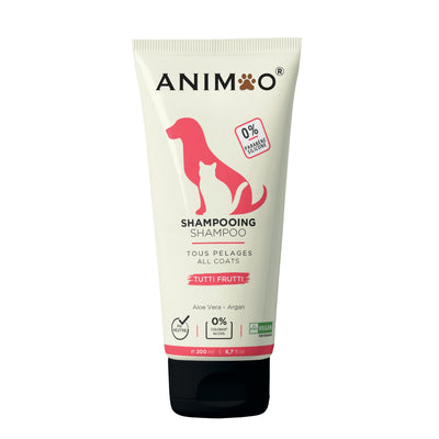 Shampoing Animoo – 200ml (Anti-Odeur / Anti-Démangeaisons / Poils Blancs / Poils Noirs / Tous Types de Poils)