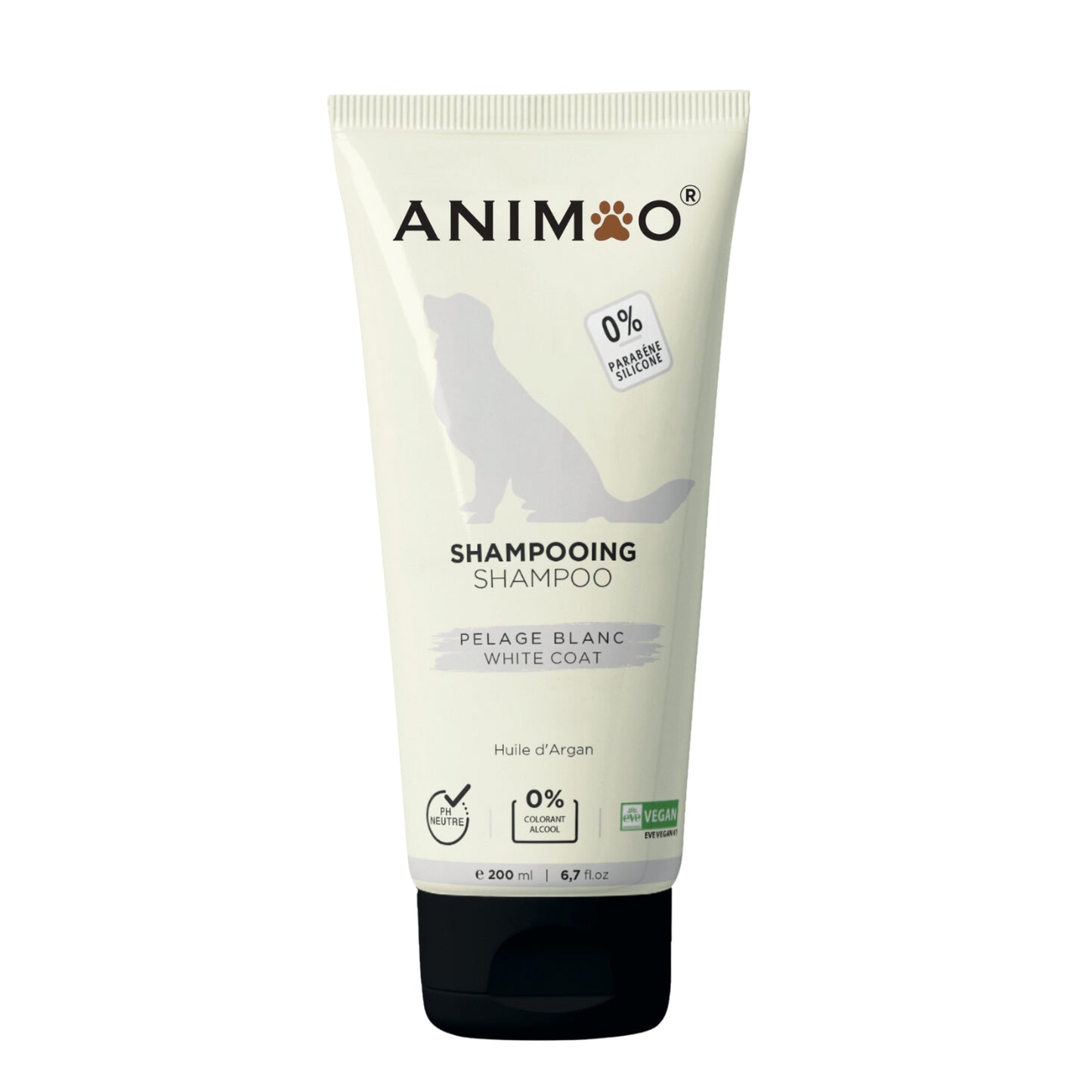 Shampoing Animoo – 200ml (Anti-Odeur / Anti-Démangeaisons / Poils Blancs / Poils Noirs / Tous Types de Poils)
