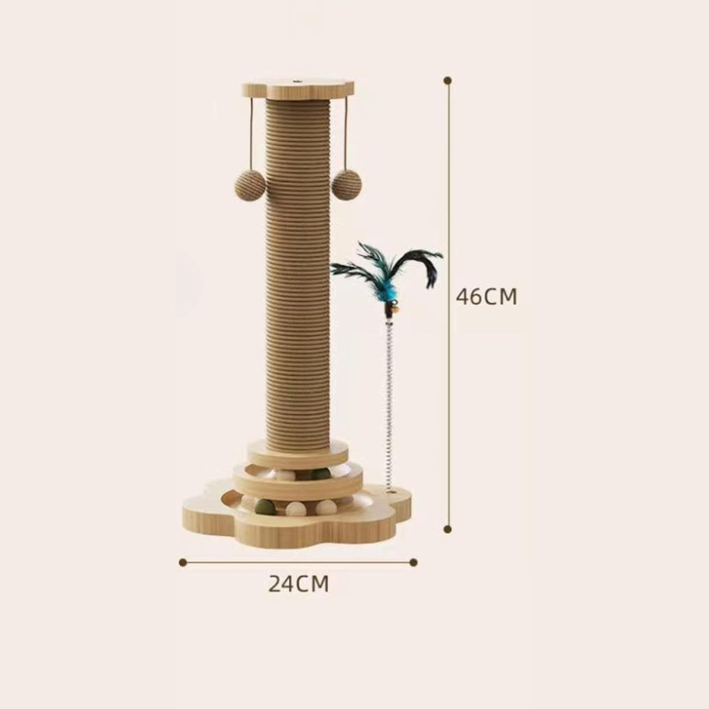 Jouet pour chat en bois avec griffoir en sisal et plateau tournant