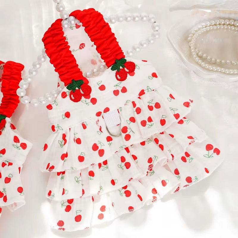 Robe Florale pour Chien – Tenue Été Cerise pour Petit Chien