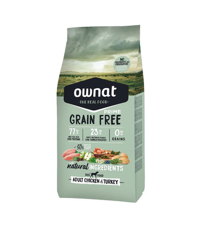 OWNAT POULET ET DINDE ADULTES Sans Céréales PRIME - Pour chiens adultes (3 kg, 12 kg)