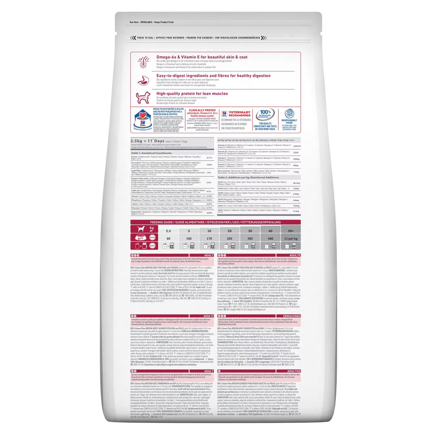 Croquettes pour chien adulte moyenne race Hill’s Science Plan - 14 kg