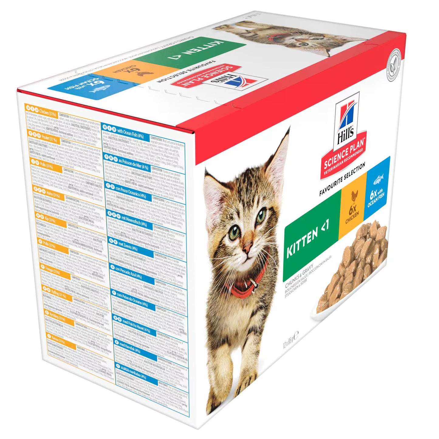Sachets repas pour chaton Hill’s Science Plan – Poulet et Poisson en sauce (Pack de 12 × 85 g)