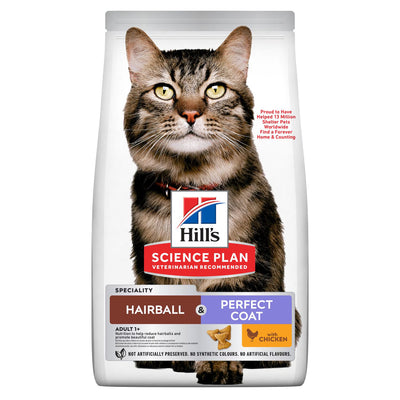 Croquettes pour chat adulte Hairball & Perfect Coat – Poulet Hill’s Science Plan (1,5 kg)
