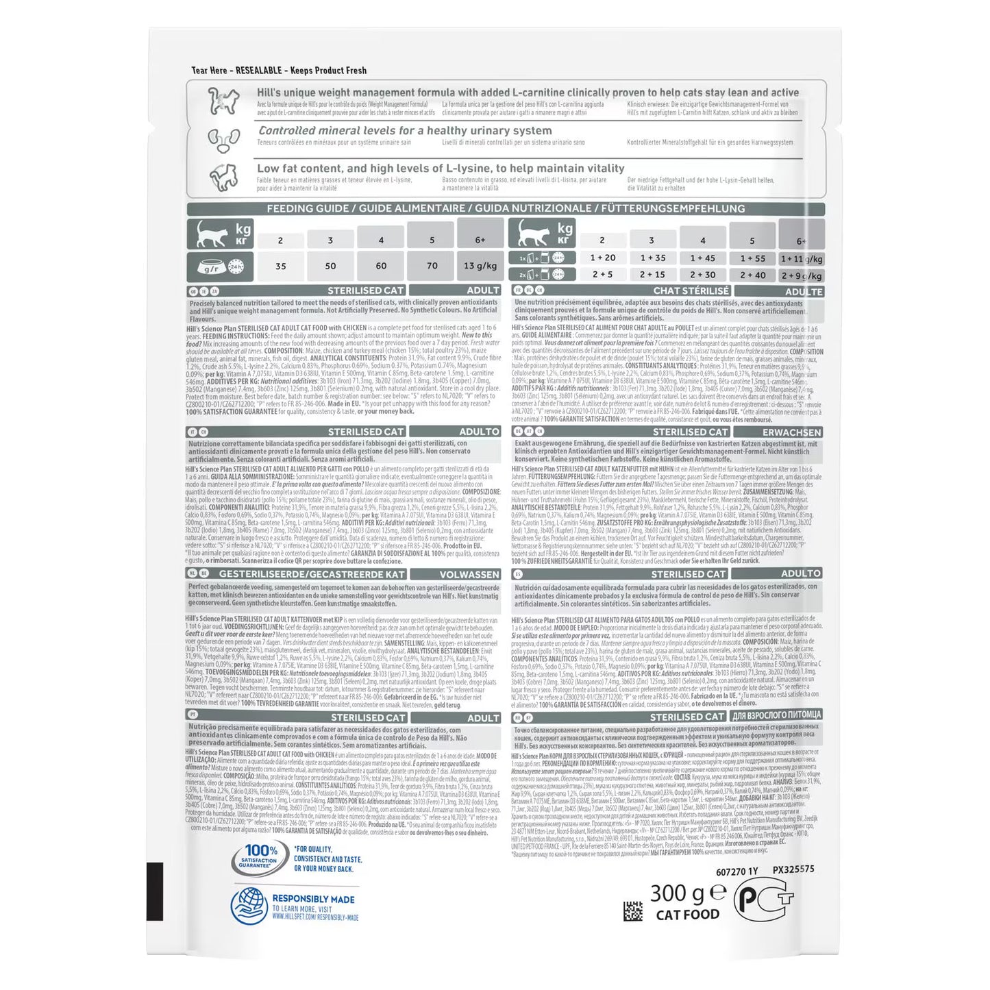 Croquettes pour chat adulte stérilisé Hill’s Science Plan – Poulet (1–6 ans) 300 g / 1,5 kg / 3 kg / 10 kg