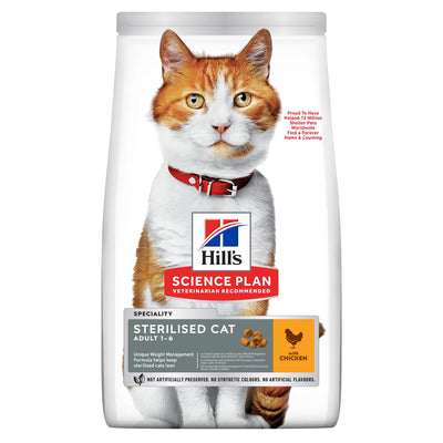 Croquettes pour chat adulte stérilisé Hill’s Science Plan – Poulet (1–6 ans) 300 g / 1,5 kg / 3 kg / 10 kg
