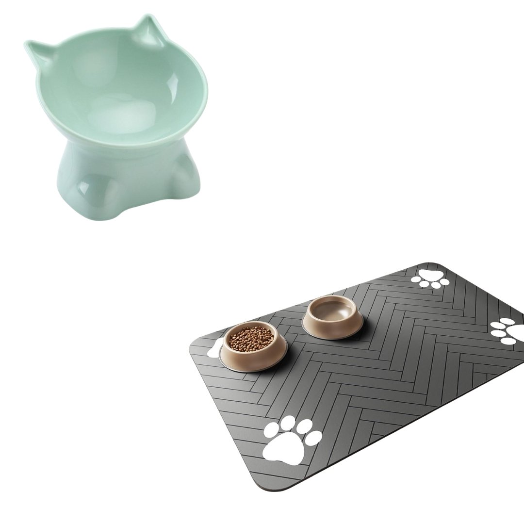 Pack Gamelle pour Animaux + Tapis d'Alimentation Étanche