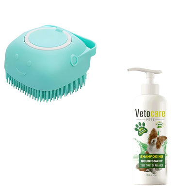 Duo Bain Vetocare – Shampoing + Brosse en Silicone