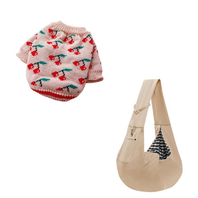 Sac de Transport Élégant pour Animal + Pull en Coton