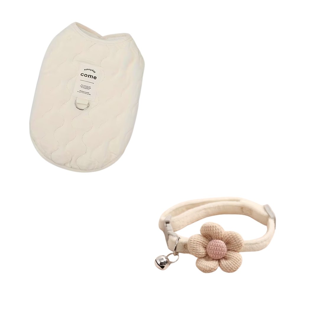 Gilet d’Hiver en Coton pour Animal + Collier Sécurité pour Chat