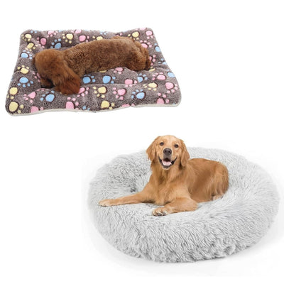 Pack Confort Suprême – Lit Rond en Peluche + Tapis en Flanelle