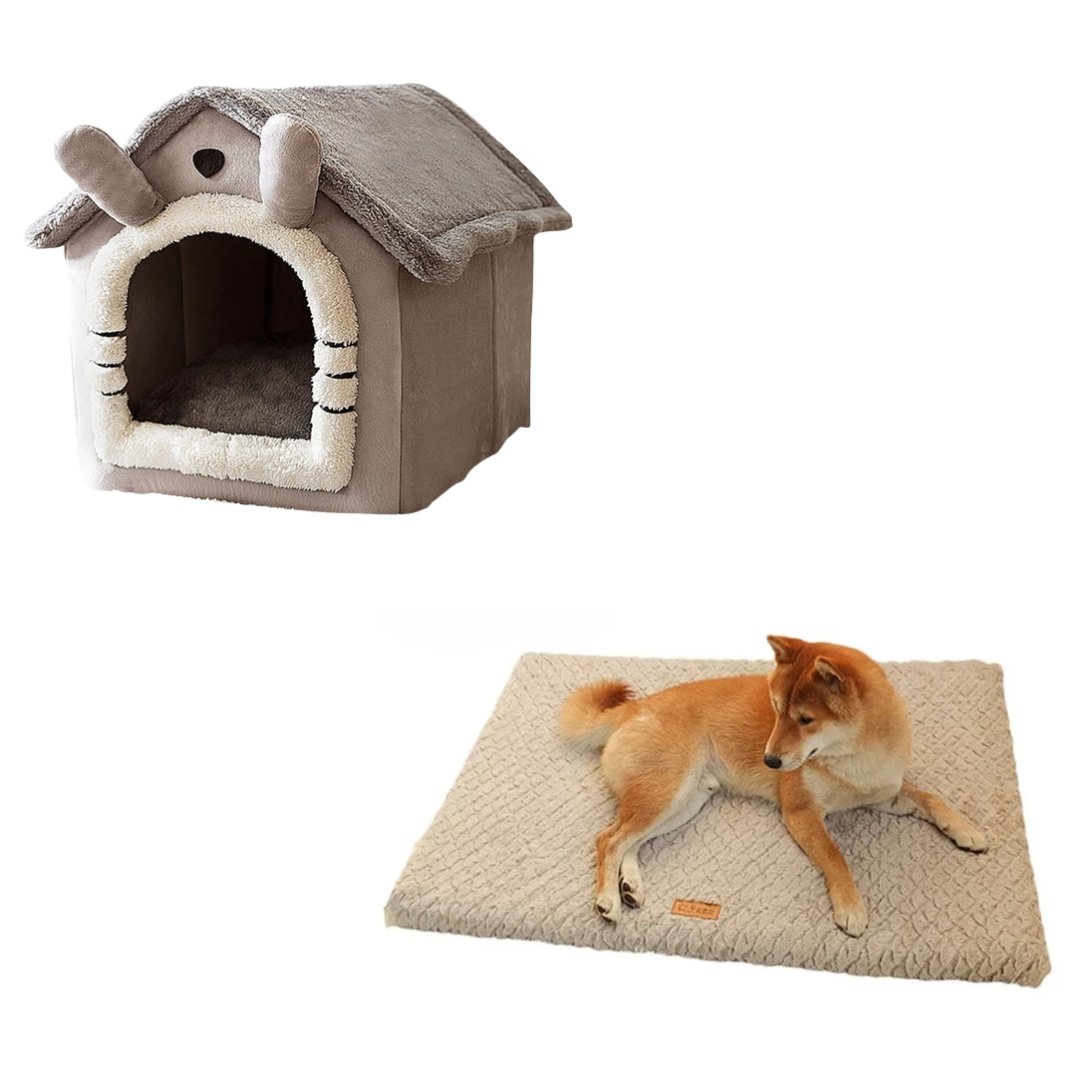 Pack Lit en Peluche + Maison d'Intérieur pour Animaux
