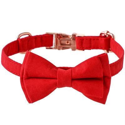 Collier pour Animal avec Nœud – Collier Ajustable en Velours