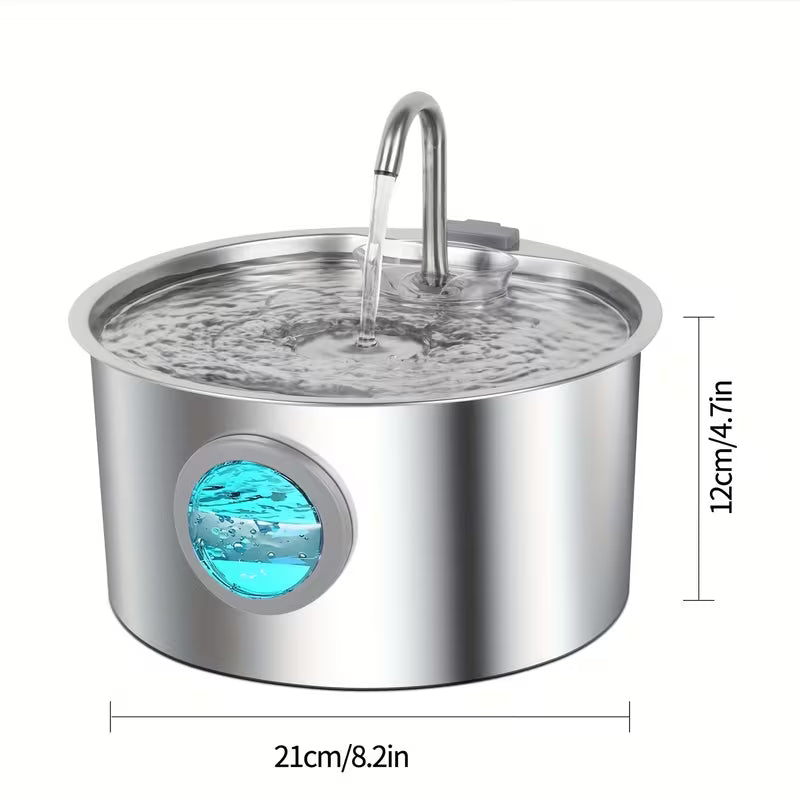 Fontaine à Eau pour Animaux en Inox – Distributeur 3,2 L Silencieux