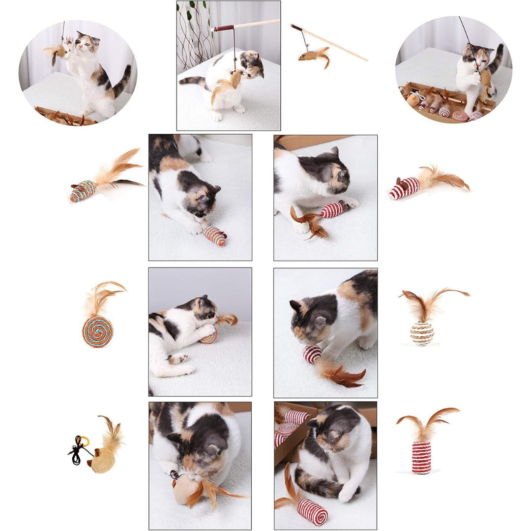 Jouet Interactif pour Chat – Baguette avec Plumes (7 Pièces)