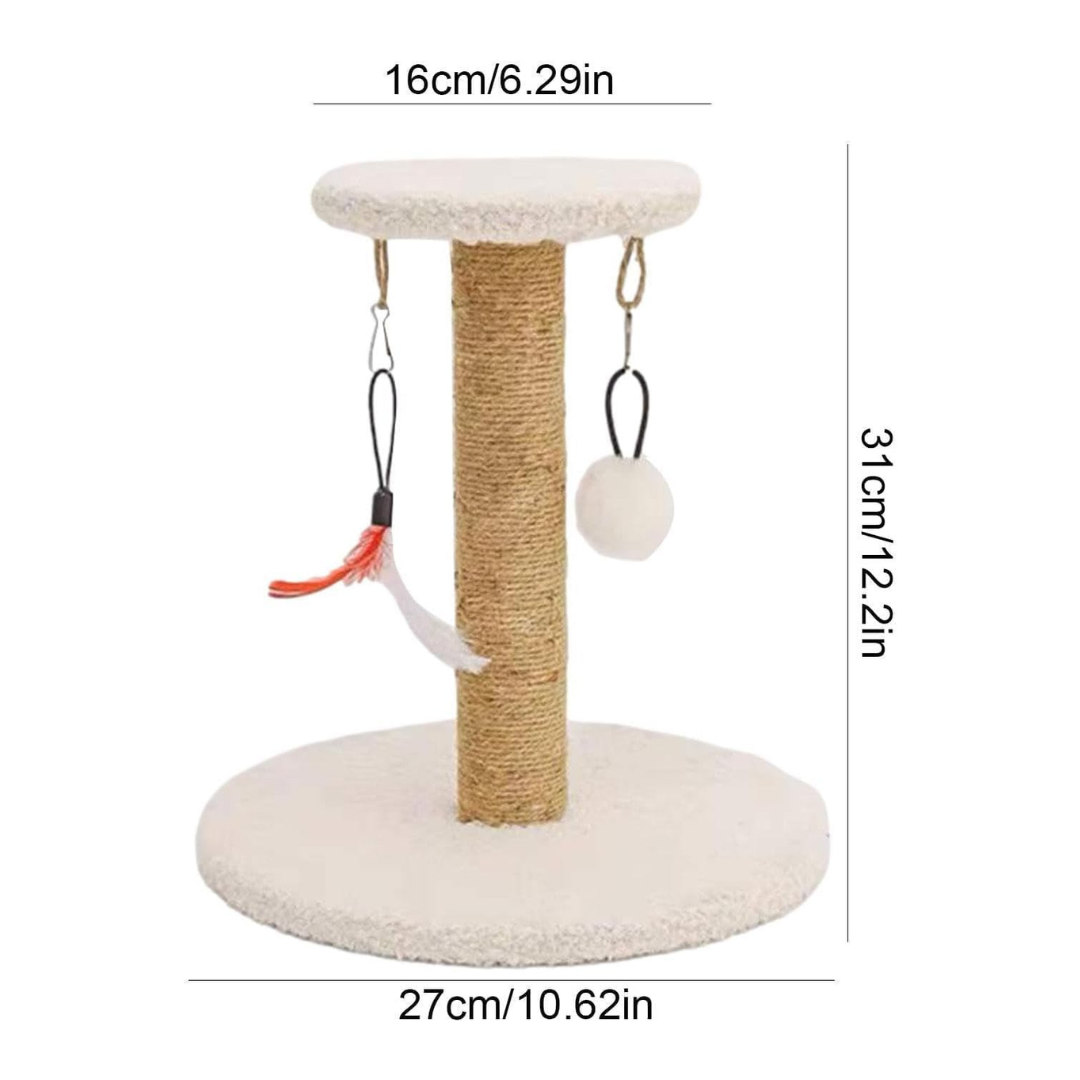 Arbre à chat – Base en bois avec corde de chanvre et jouet
