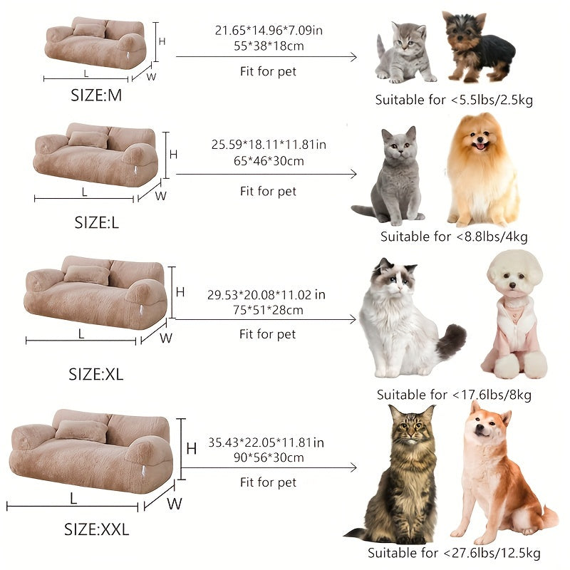 Fluffy Calming Pet Sofa – Memory Foam Bed with Anti-Slip Base
