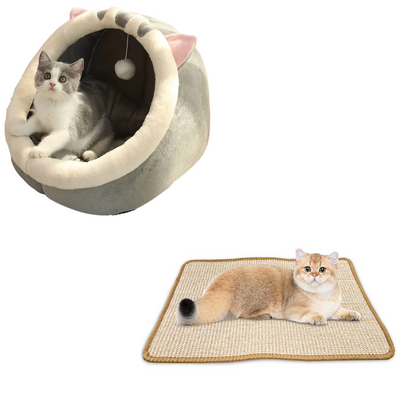 Cat Bed + Scratching Mat Set