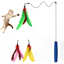 Interactive Cat Wand Toy with Telescopic Rod and 3 Feather Attachments