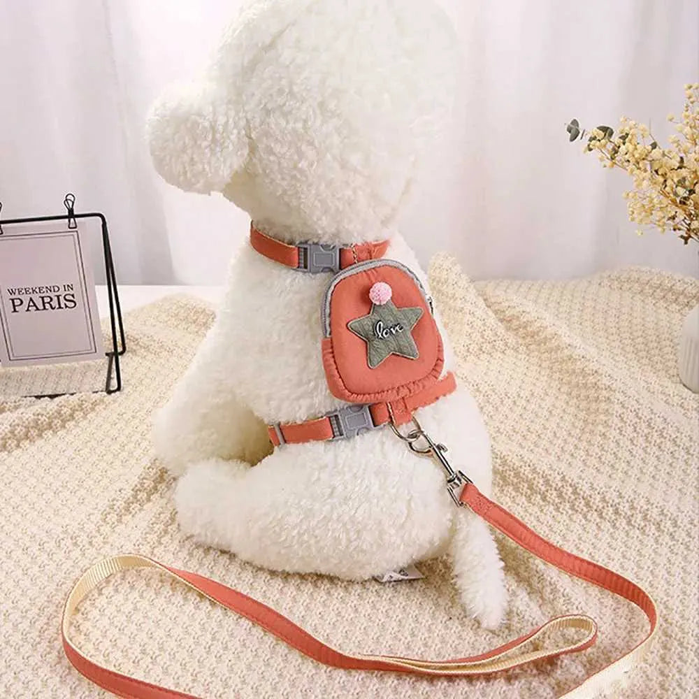 Pet Harness with Backpack & Leash – Adjustable No-Pull Vest