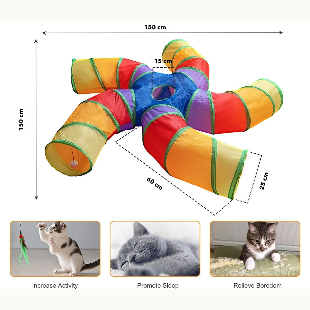 Tunnel 5 Voies pour Chat – Grand Tube de Jeu Intérieur